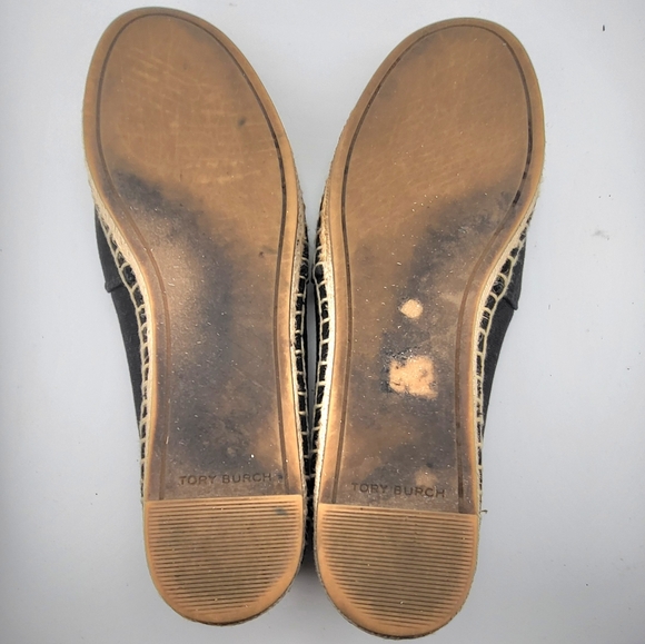Tory Burch Black Canvas Espadrille Flats with White Cap Toe - Picture 8 of 8